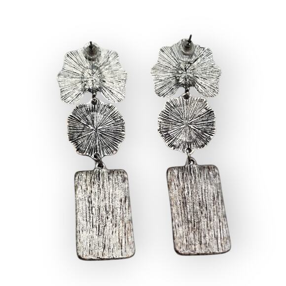 West & Co Turquoise Western Statement Earrings Silver Tone Dangle 3.5” - Picture 6 of 8